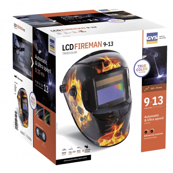 Сварочная маска LCD FIREMAN 9-13 TRUE COLOR GYS 062269